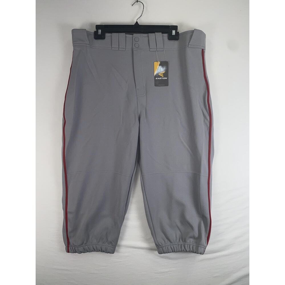 Easton Pants Mens 2XL Gray Baseball Knickers Side Stripe Piped Elastic Cuff